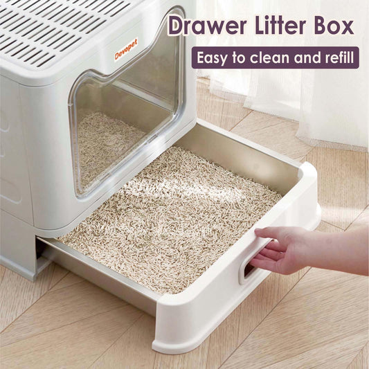 Enclosed Stainless Steel Cat Litter Box with Lid
