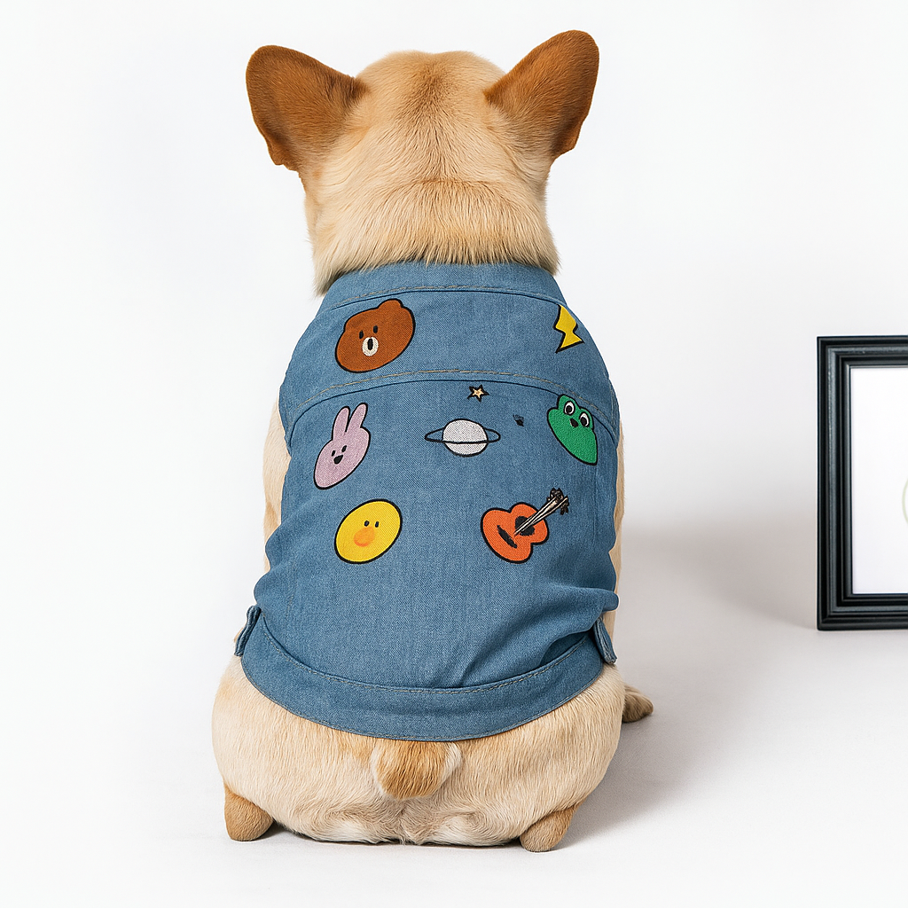 Denim Embroidered Casual Vest