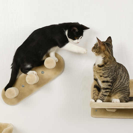 Cat Wall Shelves with Hammock, Scratching & Jumping Platforms