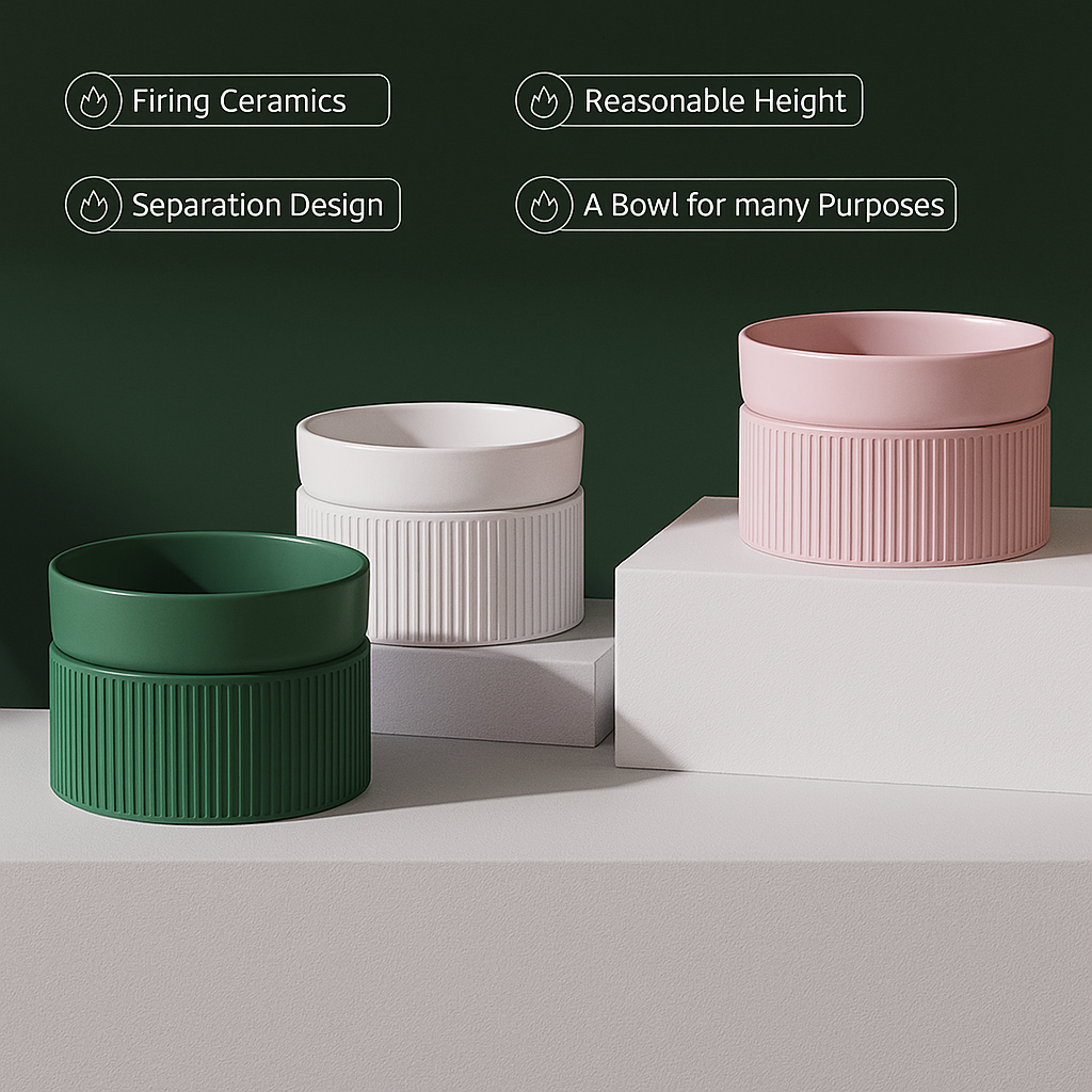 Elevated Raised Ceramic Cat Bowl