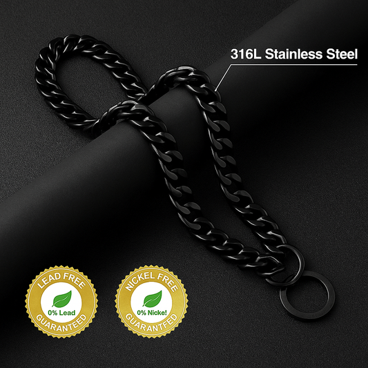 Black Strong Stainless Steel Cuban Link Chain Collar