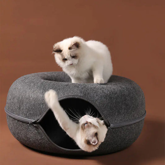Wool Cat Cave House with Tunnel