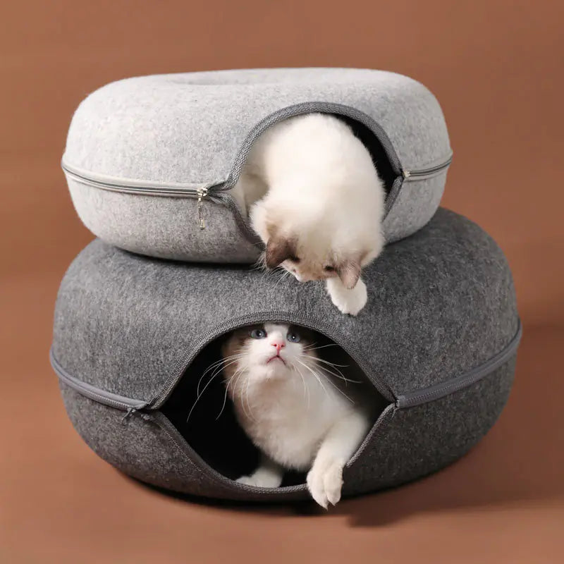 Wool Cat Cave House with Tunnel