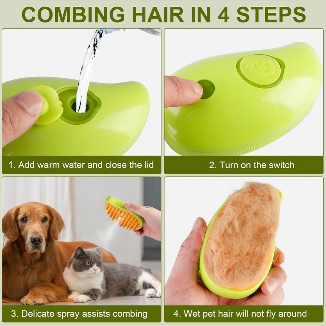 Electric Pet Steam Brush & Spray Comb