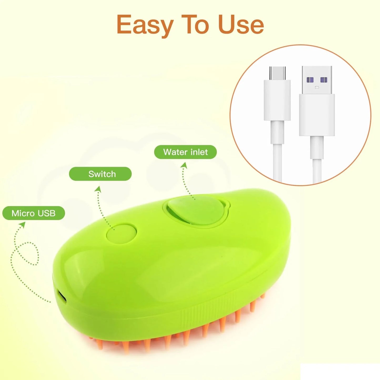 Electric Pet Steam Brush & Spray Comb