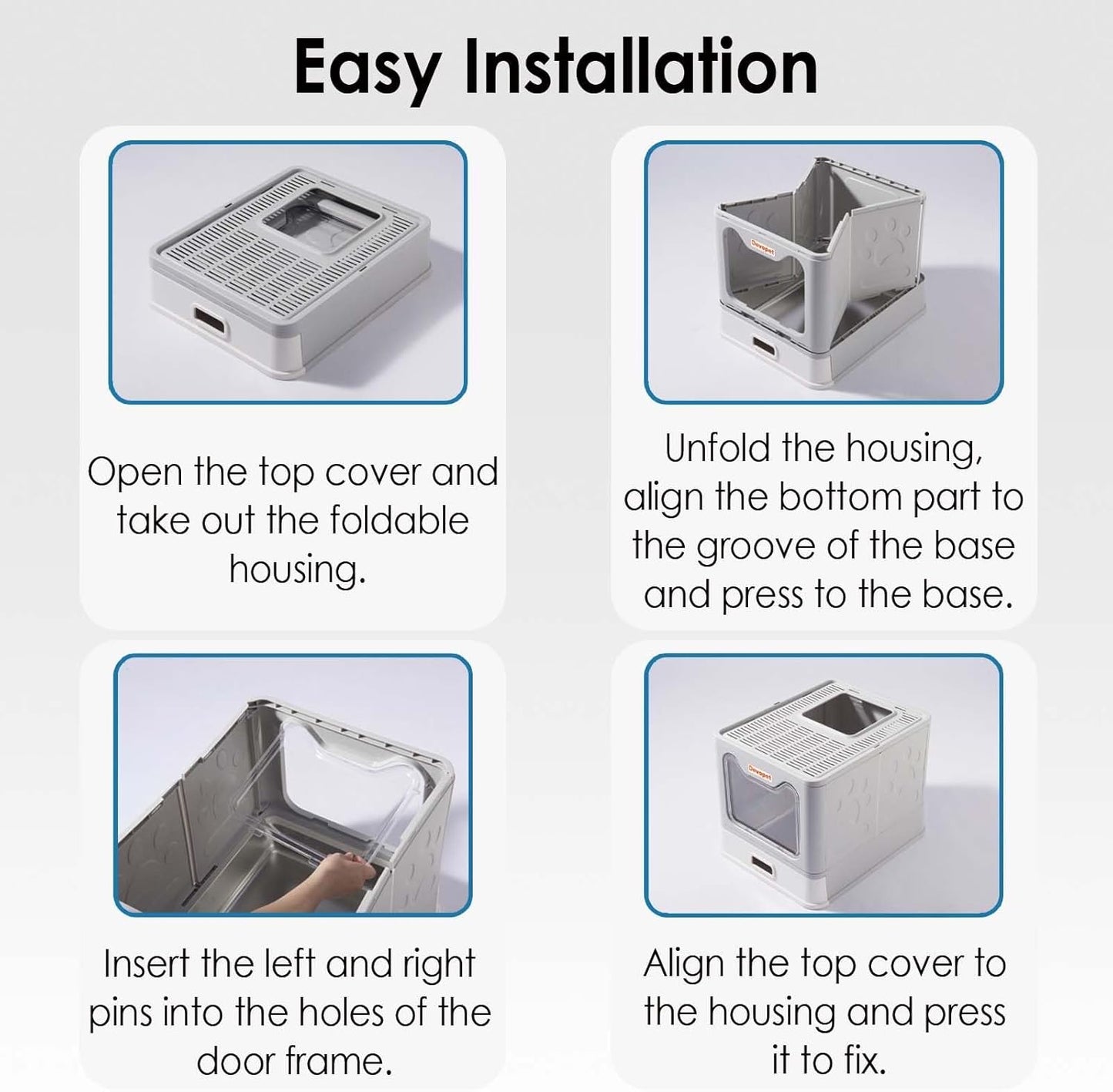 Enclosed Stainless Steel Cat Litter Box with Lid