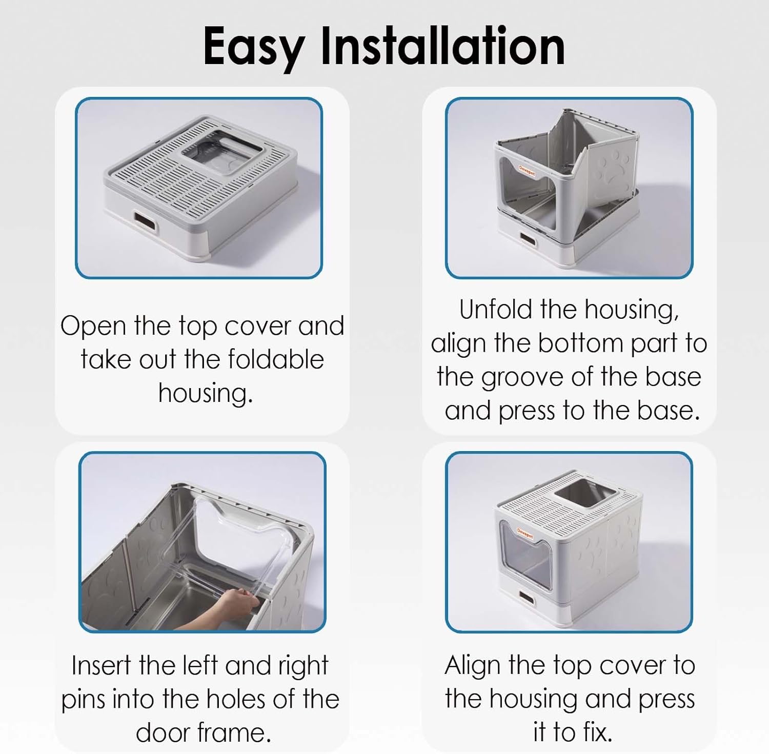 Enclosed Stainless Steel Cat Litter Box with Lid