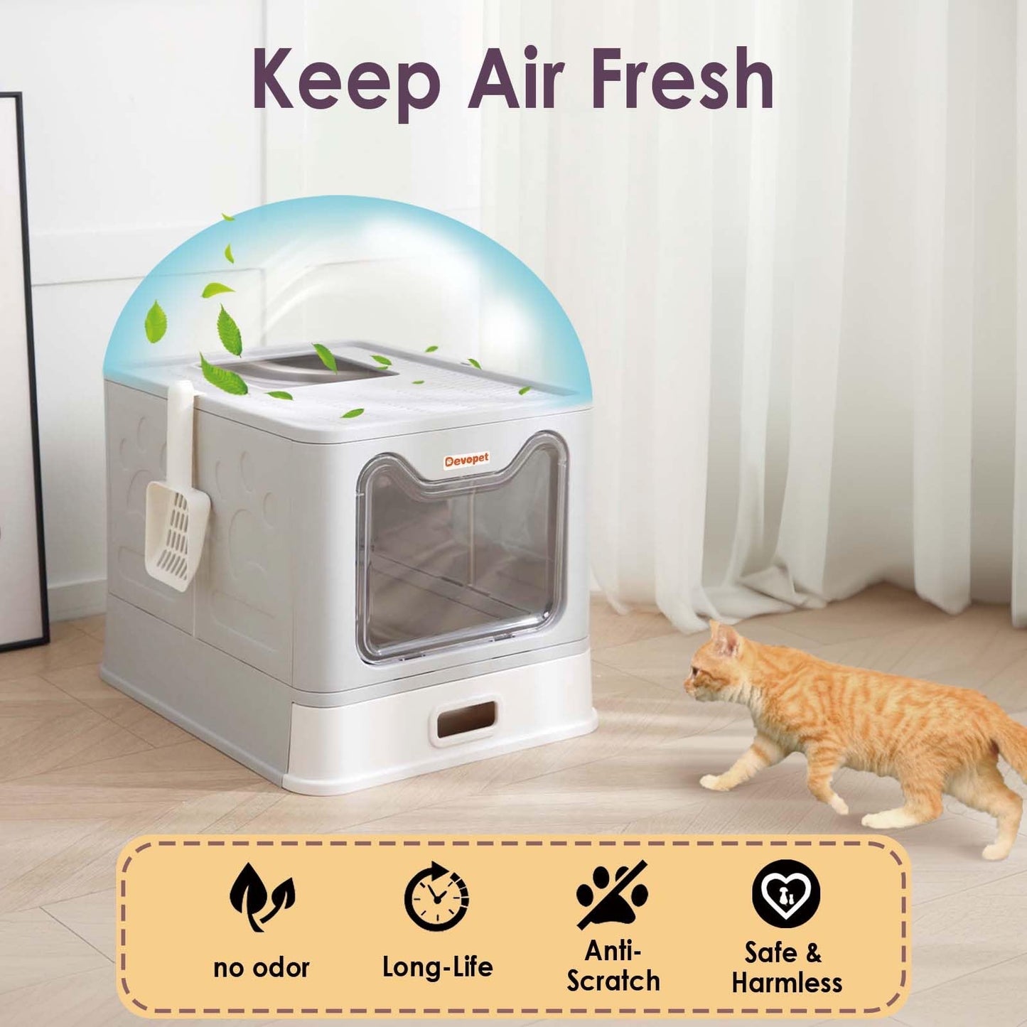 Enclosed Stainless Steel Cat Litter Box with Lid