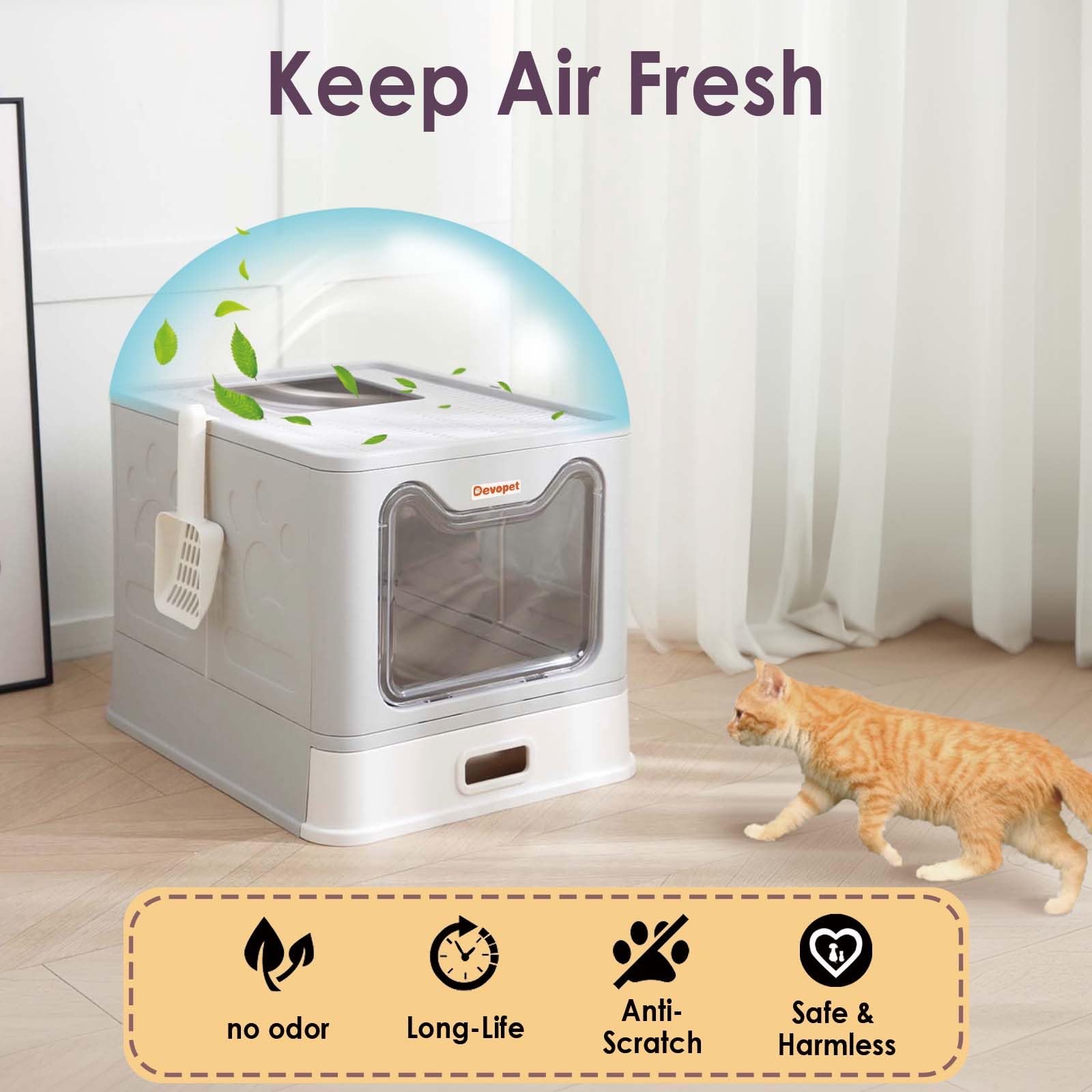 Enclosed Stainless Steel Cat Litter Box with Lid