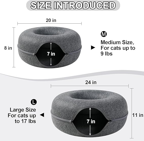 Wool Cat Cave House with Tunnel
