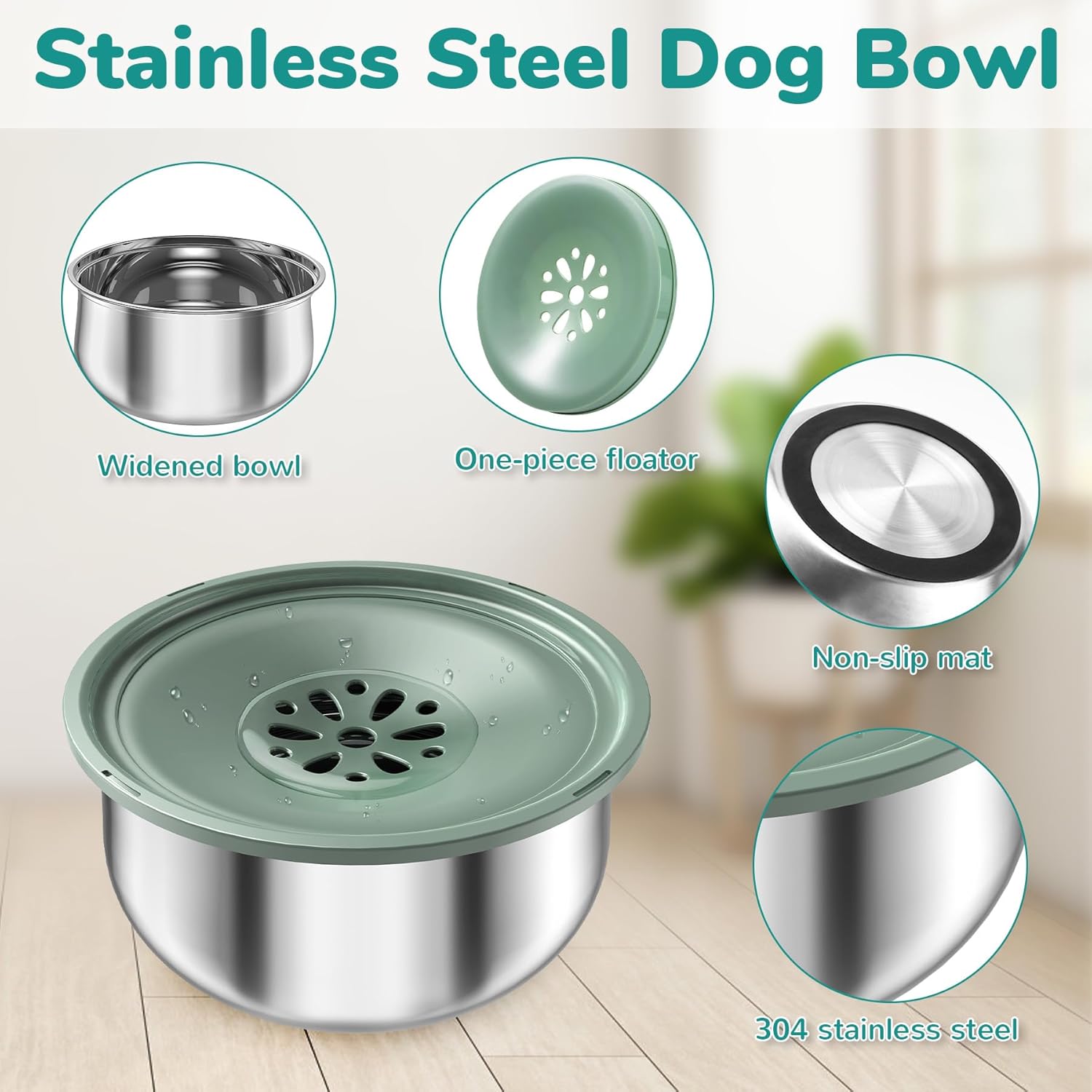 Spill-Proof Stainless Steel Water Bowl
