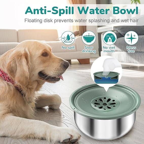 Spill-Proof Stainless Steel Water Bowl