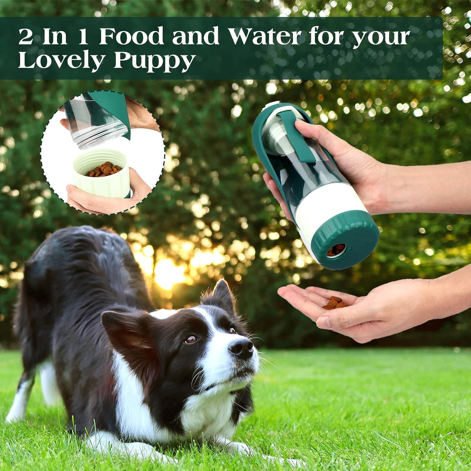 2-in-1 Portable Dog Water Bottle & Food Bowl