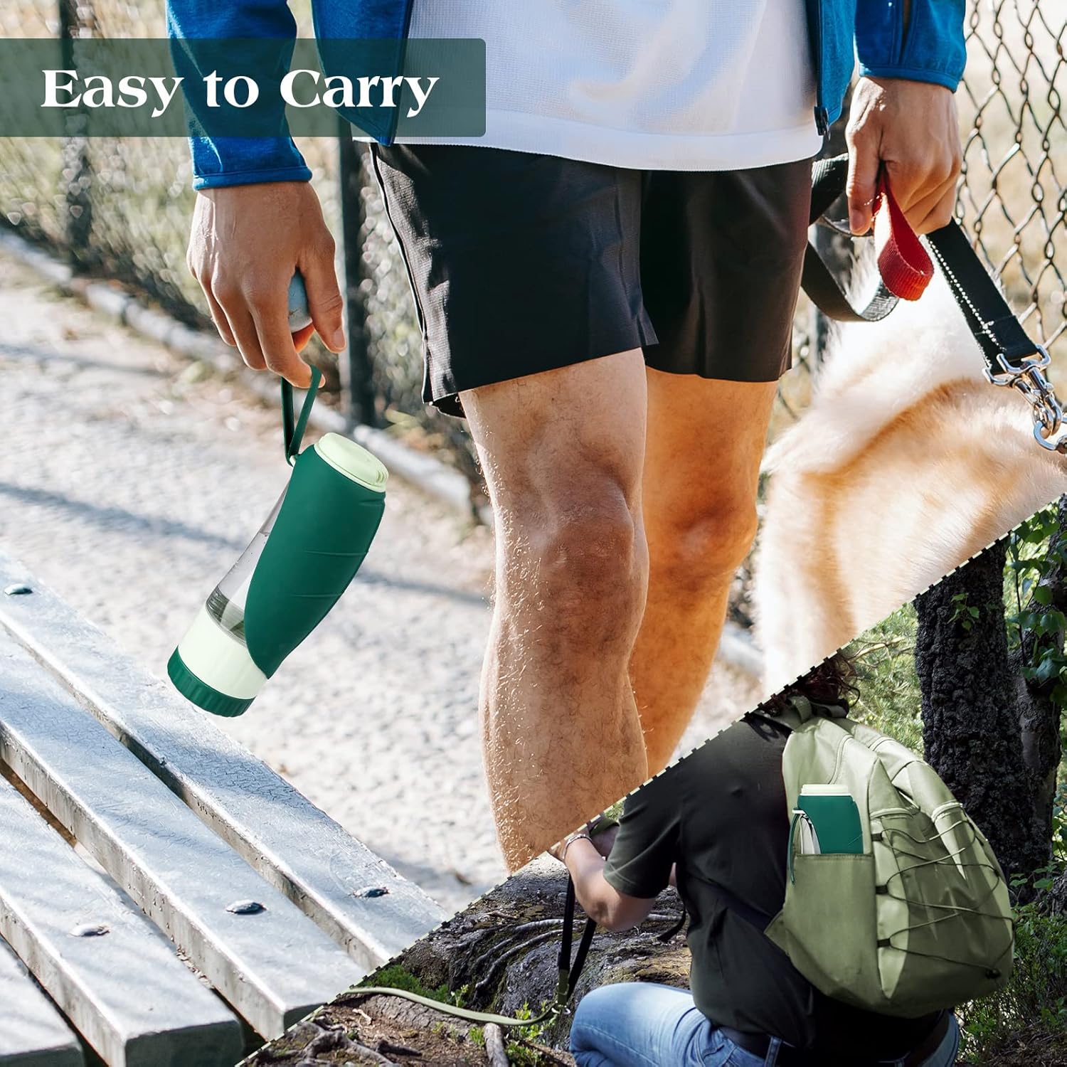 2-in-1 Portable Dog Water Bottle & Food Bowl