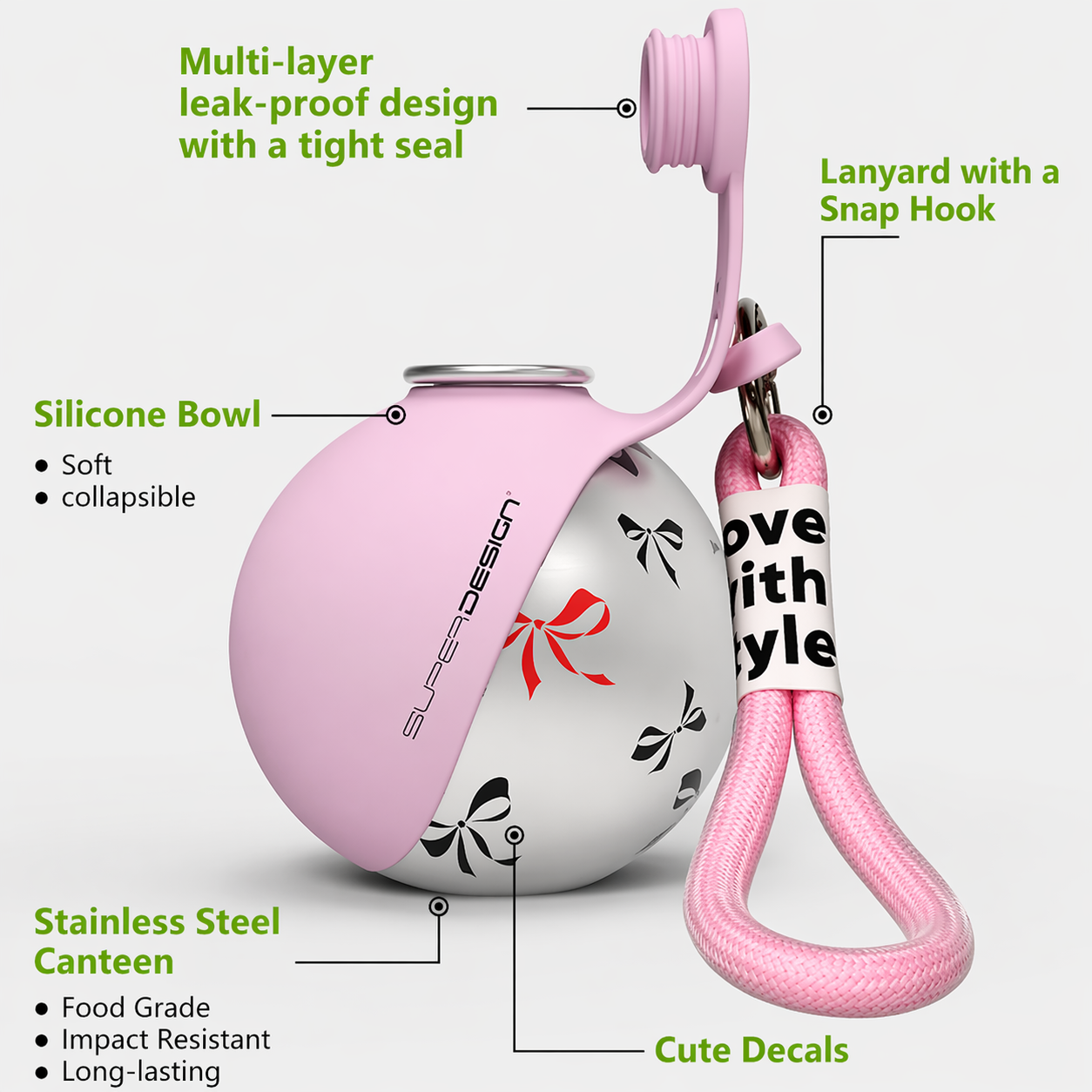 Stainless Steel Portable Pet Water Bottle