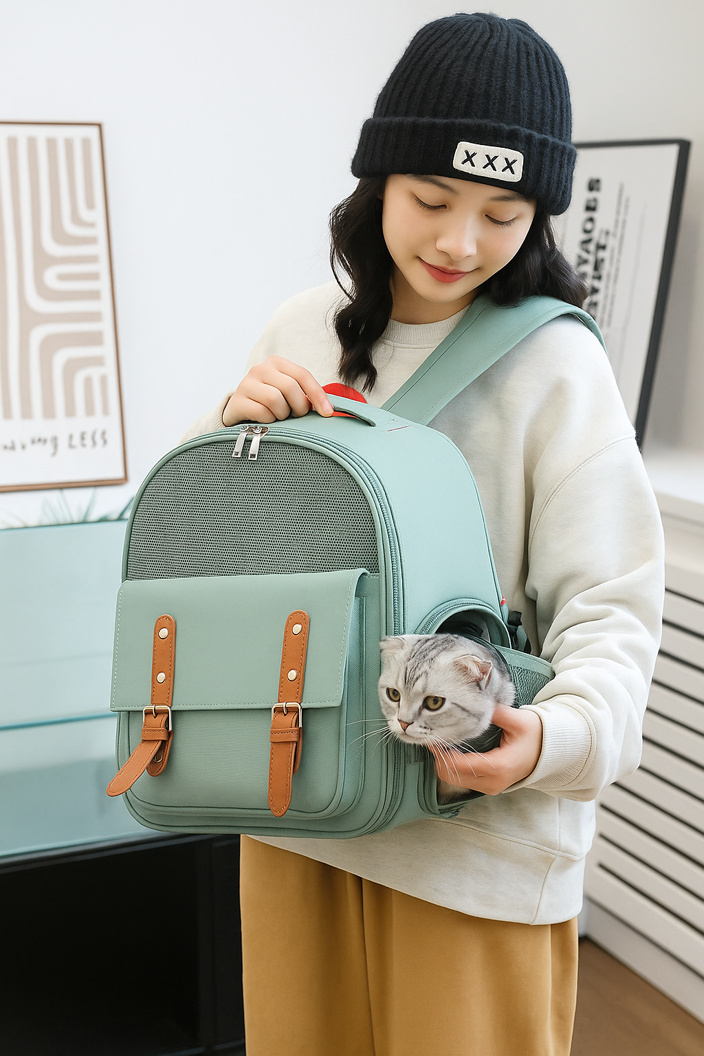 Scratch-Resistant Cat Backpack for Outdoor