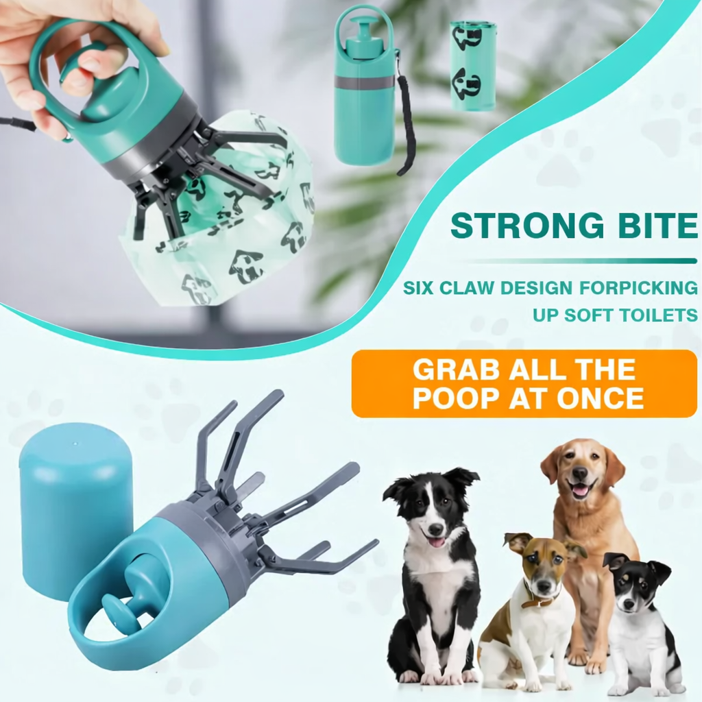 No-Touch Pooper Scooper with Built-In Waste Bag Dispenser
