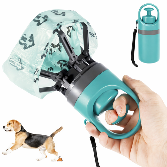 No-Touch Pooper Scooper with Built-In Waste Bag Dispenser