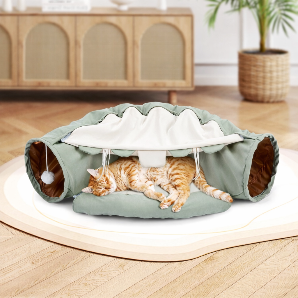 2-in-1 Cat Tunnel & Cozy Nest