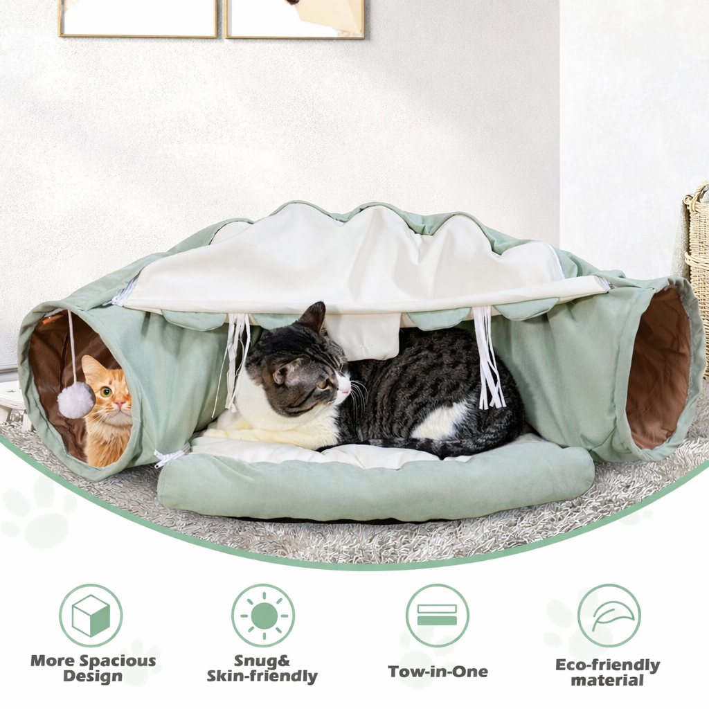 2-in-1 Cat Tunnel & Cozy Nest