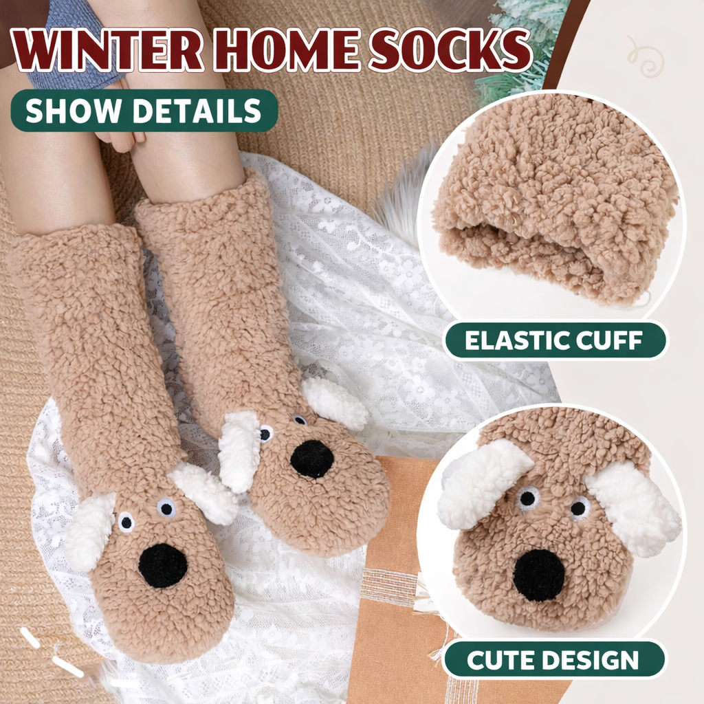 Warm Fabric Plush Dog Socks