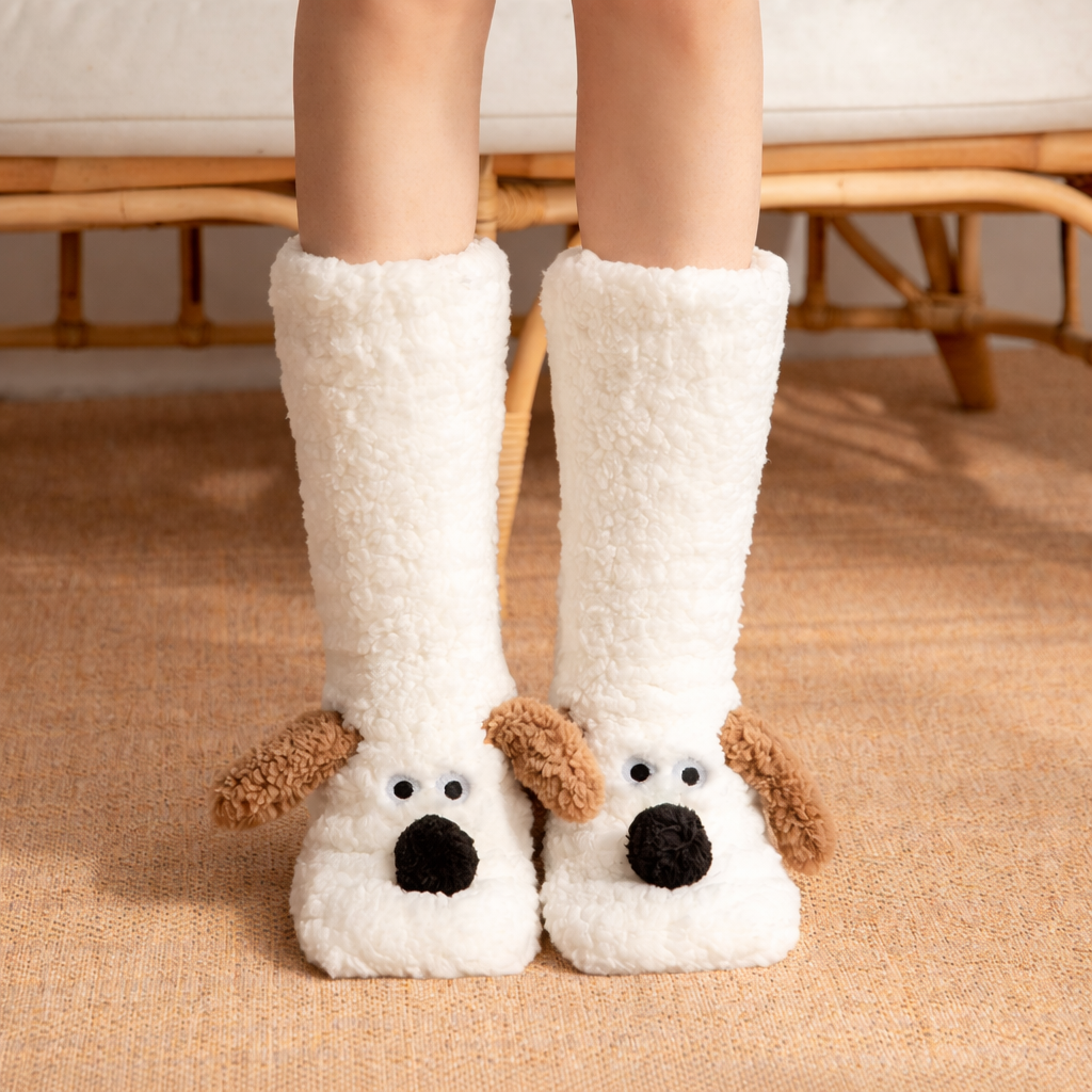 Warm Fabric Plush Dog Socks