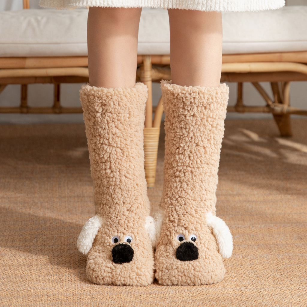 Warm Fabric Plush Dog Socks