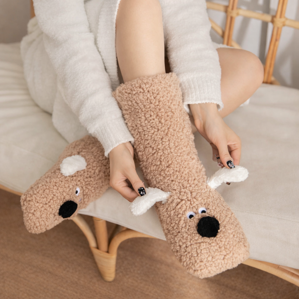 Warm Fabric Plush Dog Socks