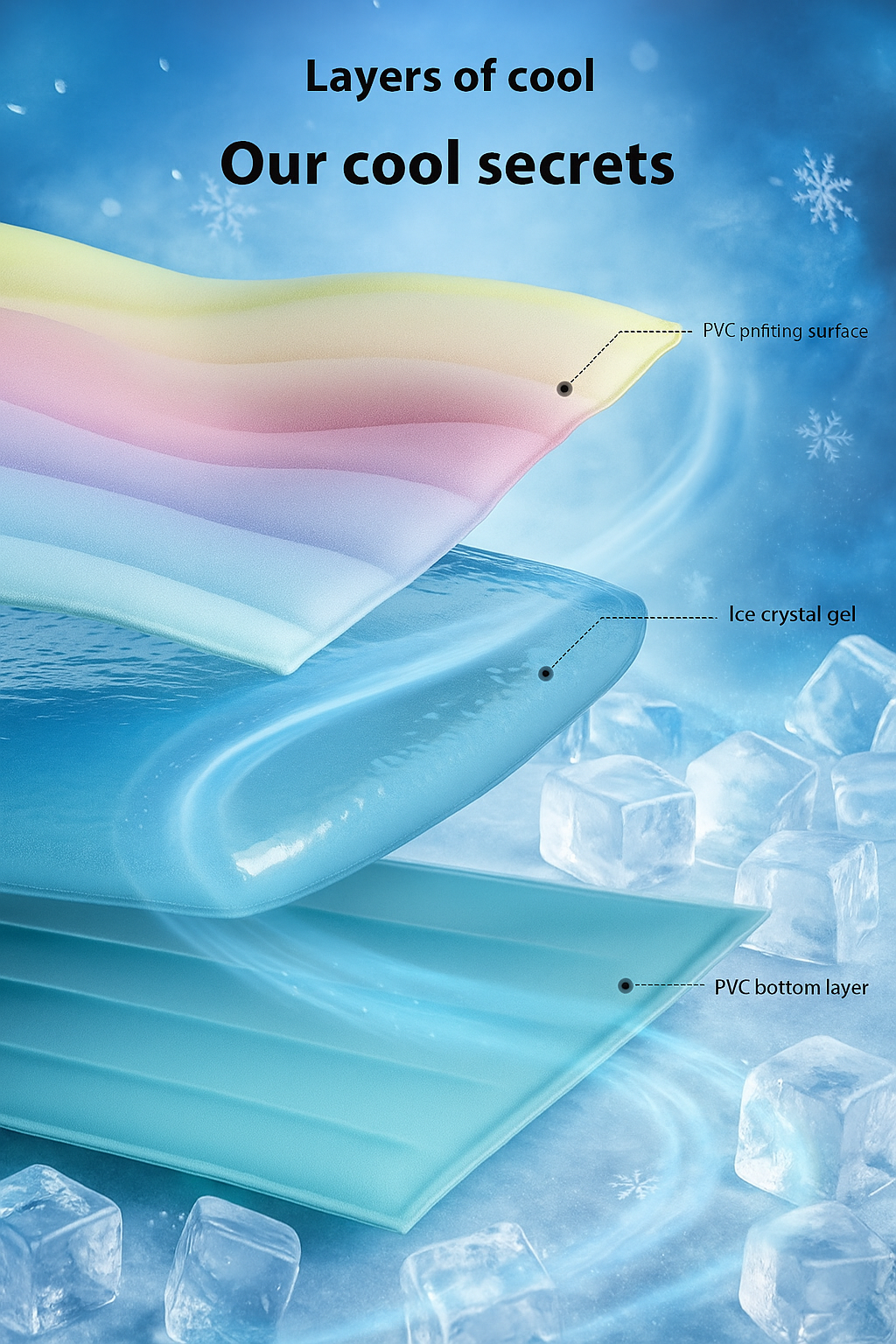 Summer Rainbow Cooling Mat with Ice Crystal Gel