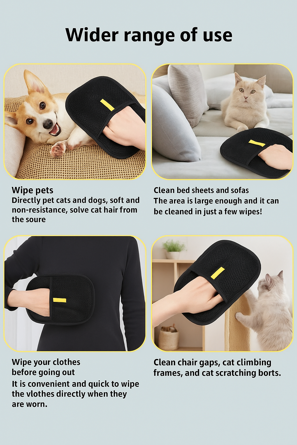 Electrostatic Pet Hair Grooming Gloves