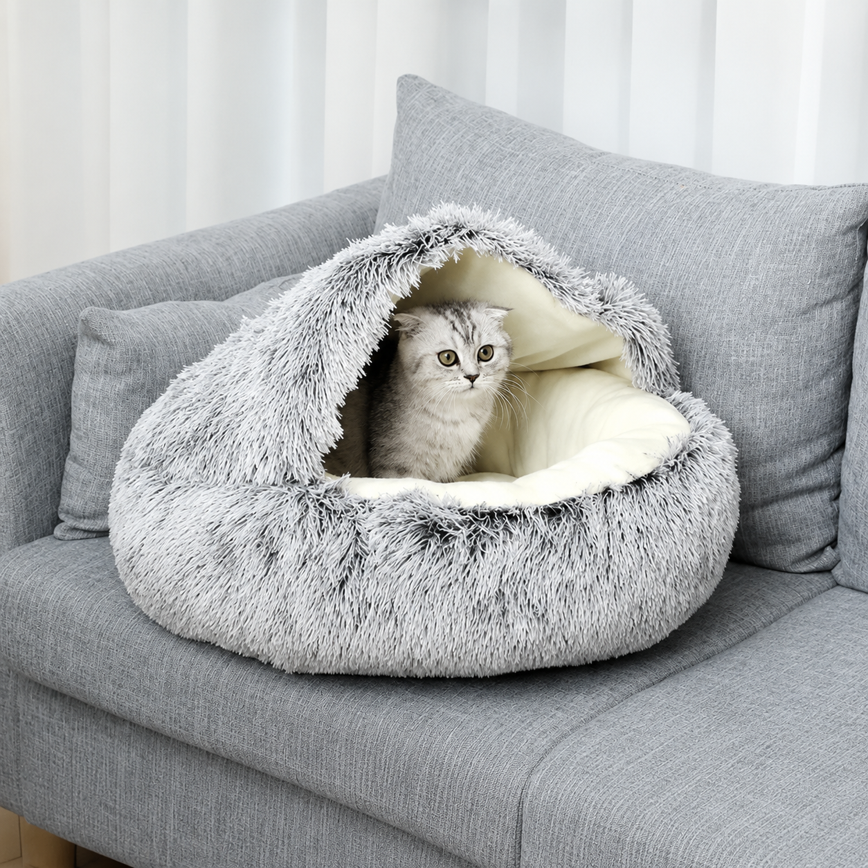 Cozy Shell Semi-Enclosed Cat Bed