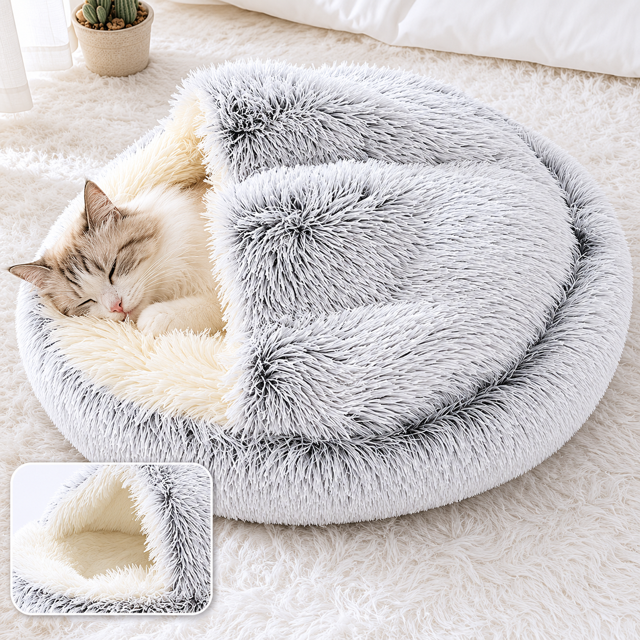 Cozy Shell Semi-Enclosed Cat Bed