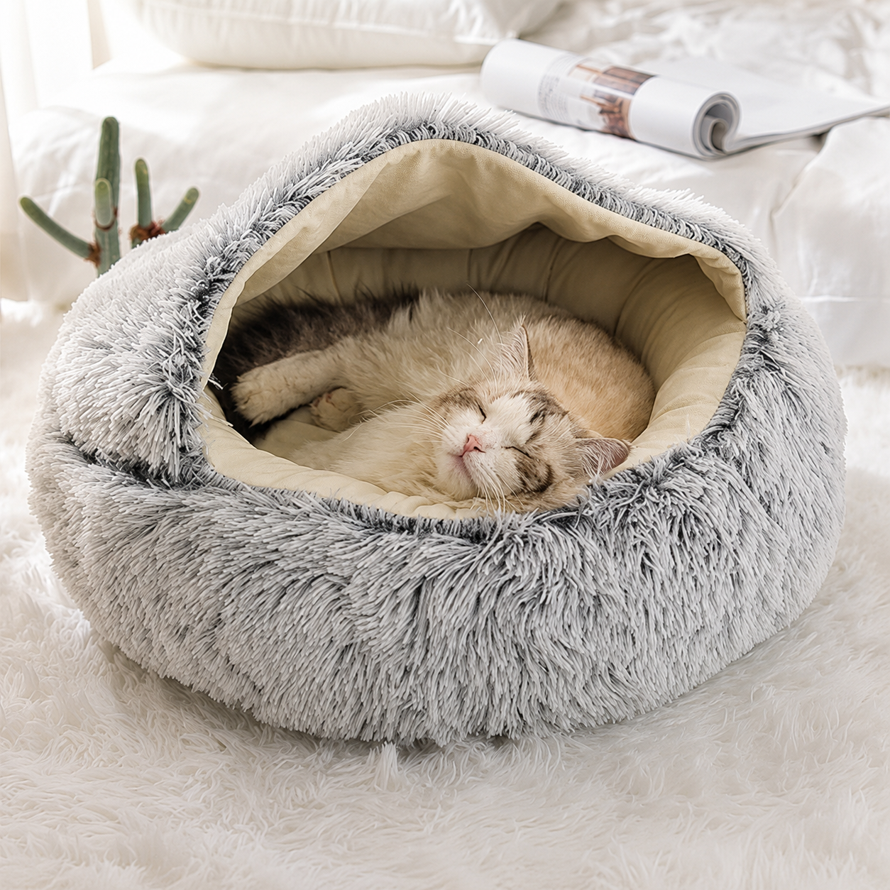 Cozy Shell Semi-Enclosed Cat Bed