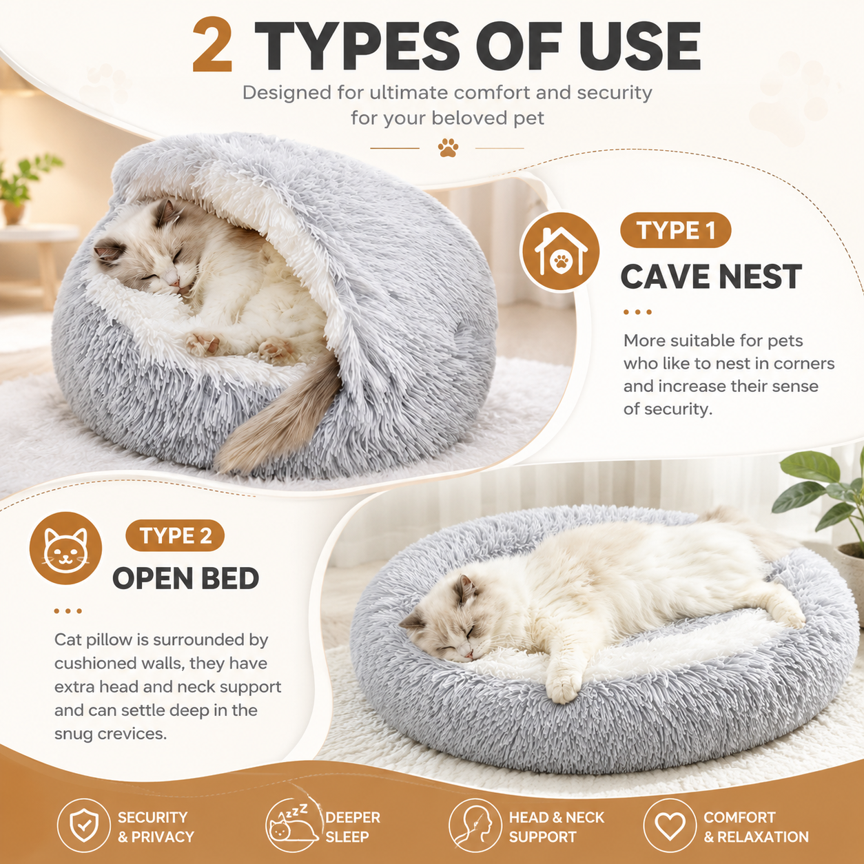 Winter Warm Pet Shell Semi-Enclosed Cat Bed