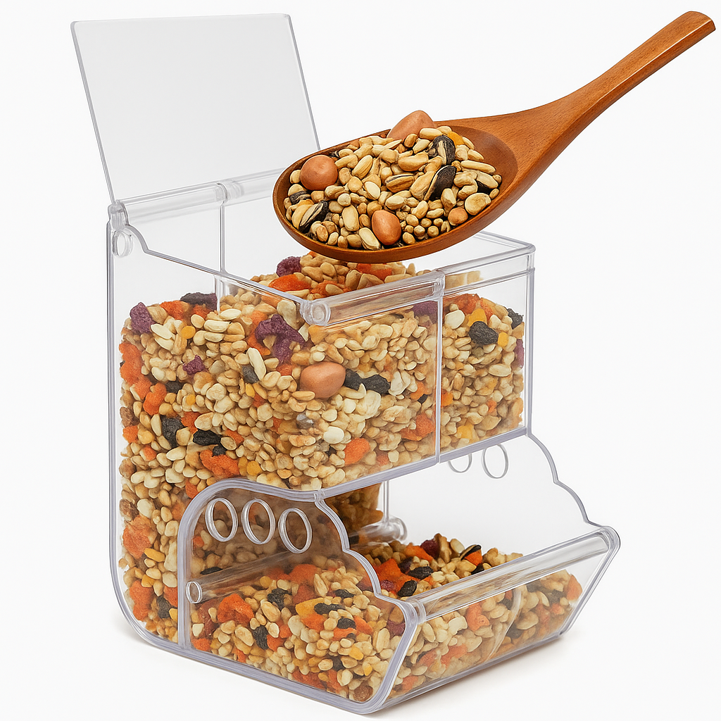 Automatic Clear Plastic Food Dispenser for Hamsters
