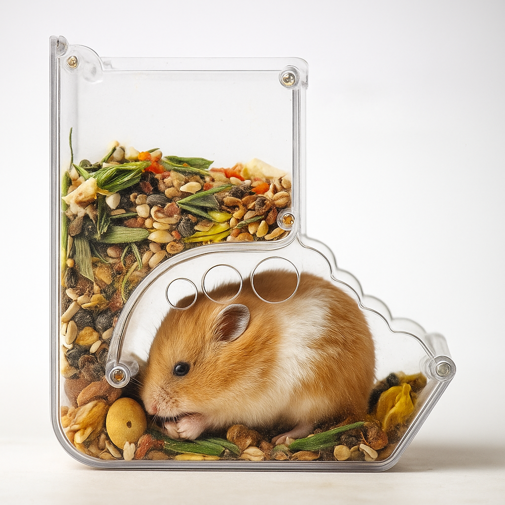 Automatic Clear Plastic Food Dispenser for Hamsters