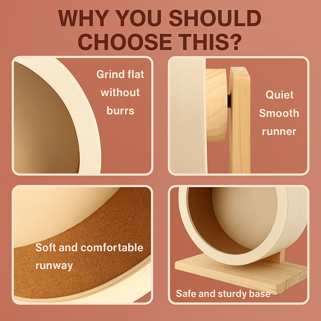 Silent Wooden Running Wheel for Gerbils and Hamsters