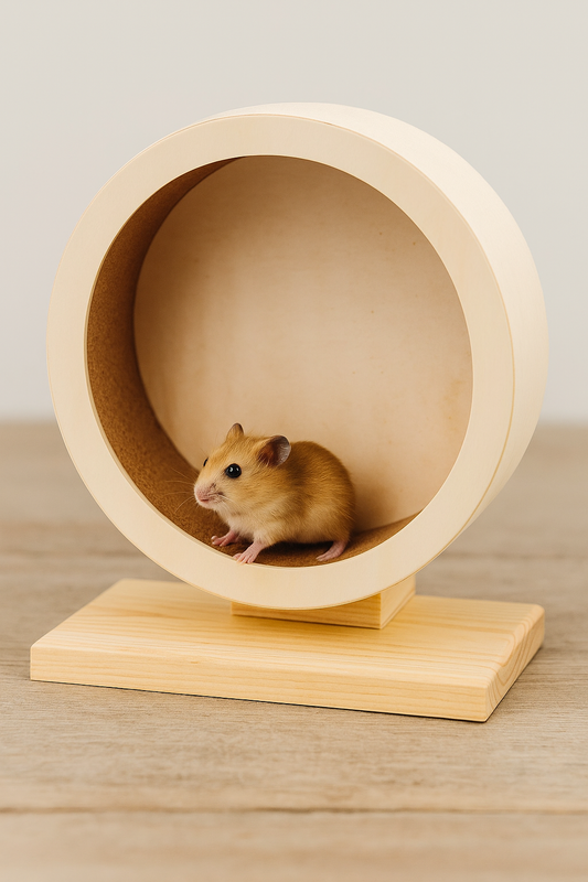Silent Wooden Running Wheel for Gerbils and Hamsters