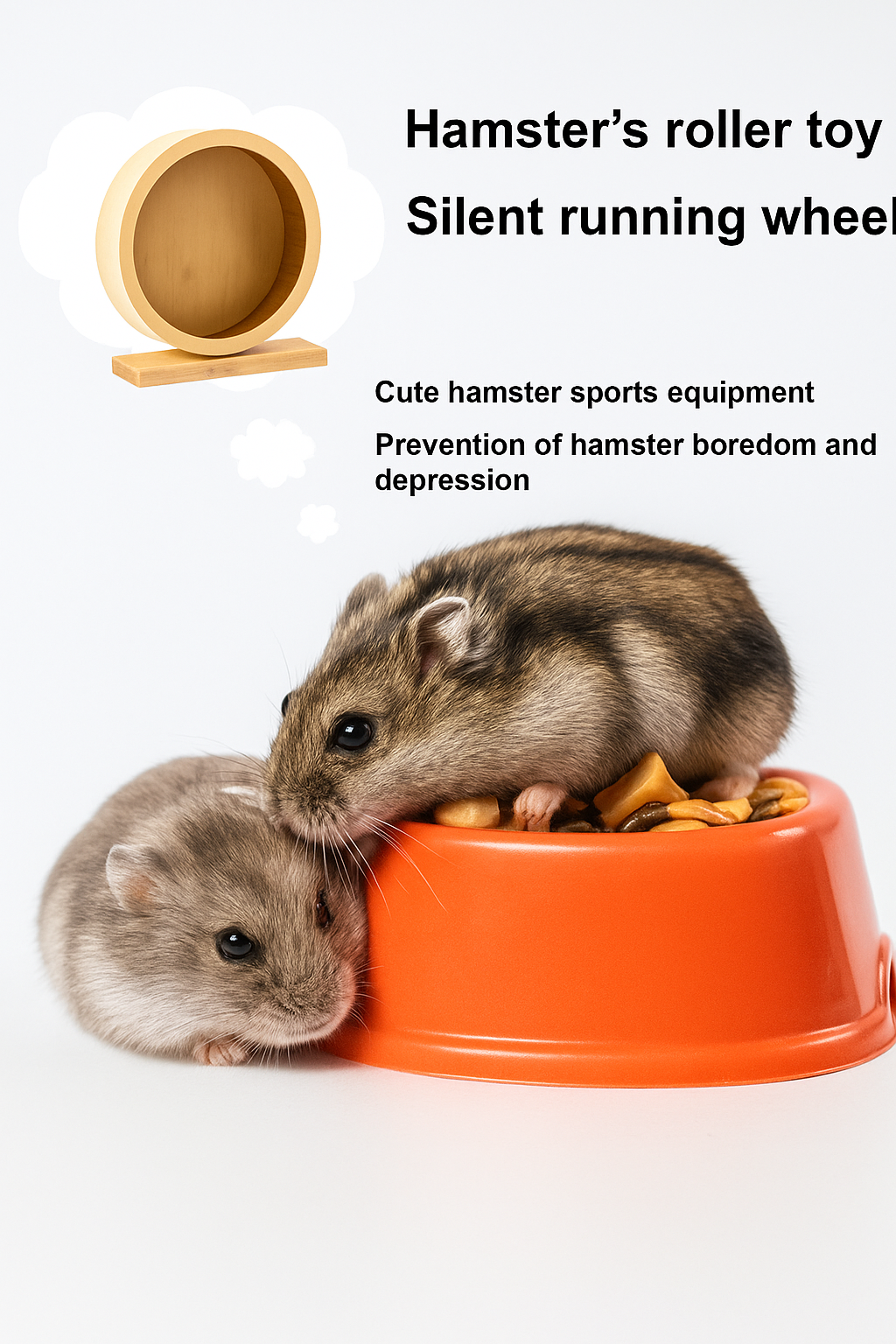 Silent Wooden Running Wheel for Gerbils and Hamsters