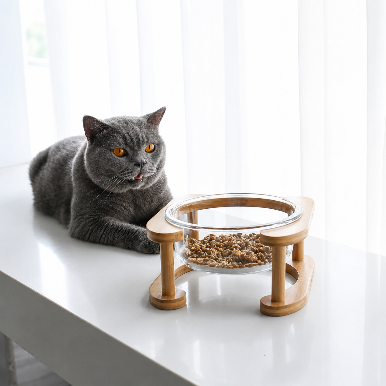 Elevated Neck Support Pet Bowl