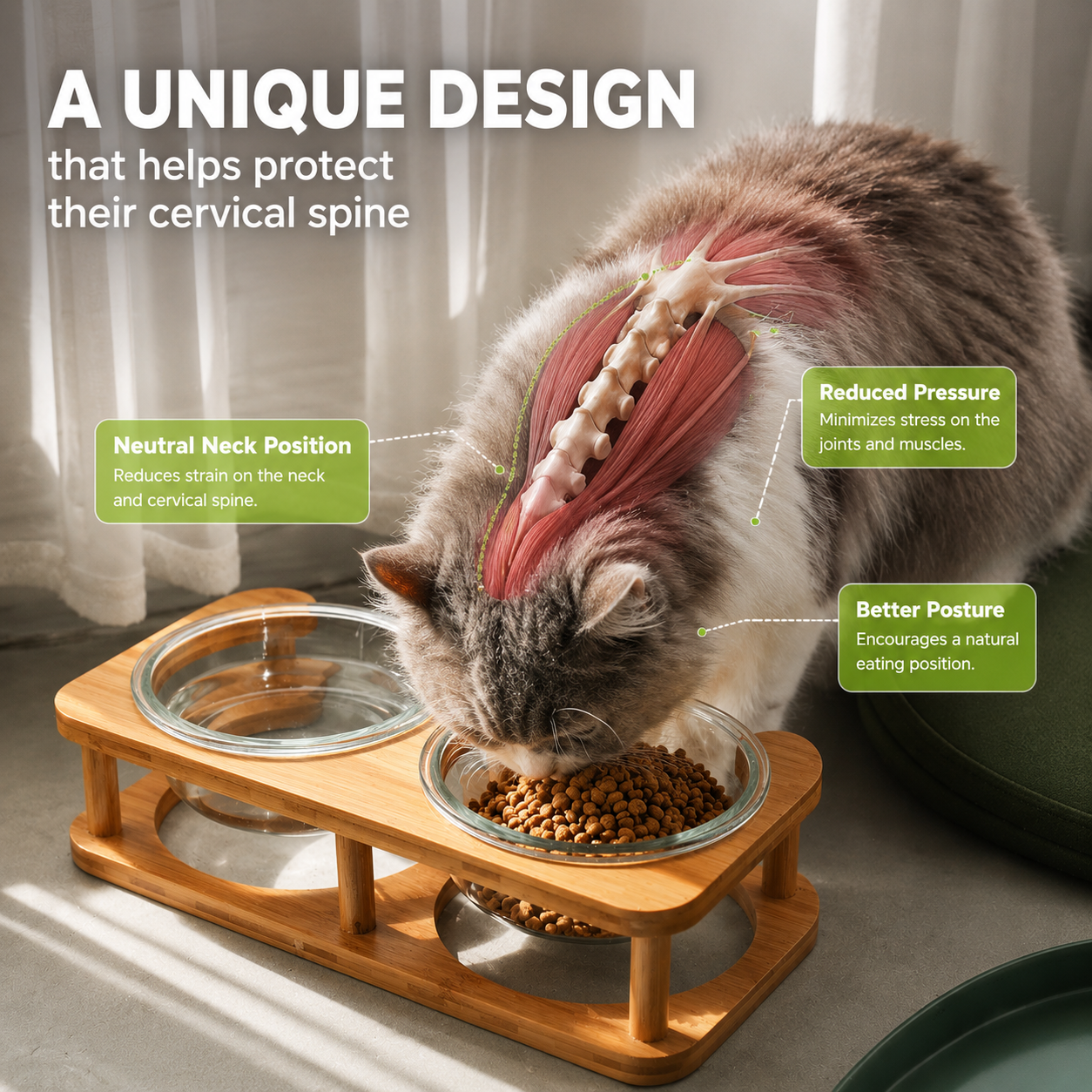 Elevated Neck Support Pet Bowl