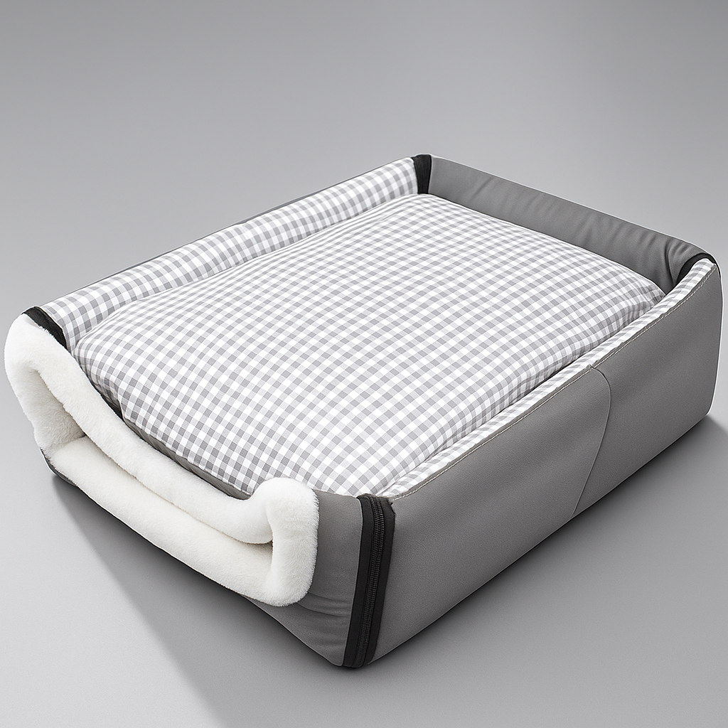 Winter Thickened Semi-Enclosed Pet Bed