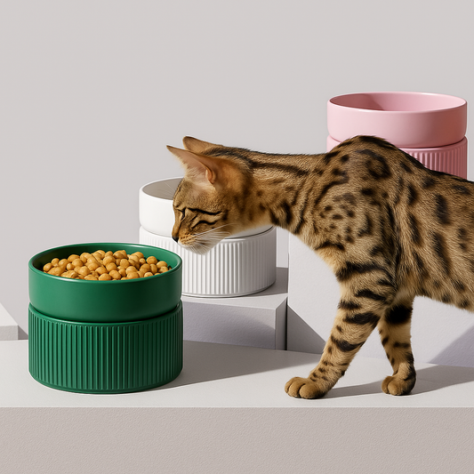 Elevated Raised Ceramic Cat Bowl