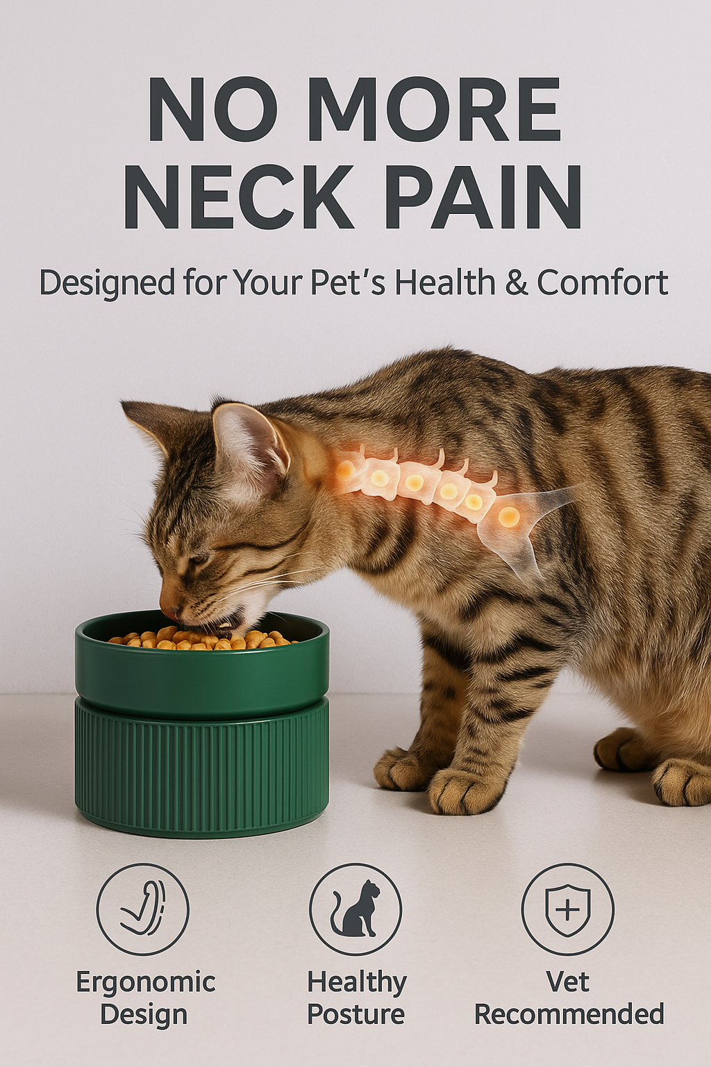 Elevated Raised Ceramic Cat Bowl