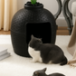 Hidden Cat Litter Box Enclosure with Carbon Filter and Faux Plant & Stones