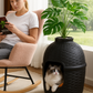 Hidden Cat Litter Box Enclosure with Carbon Filter and Faux Plant & Stones