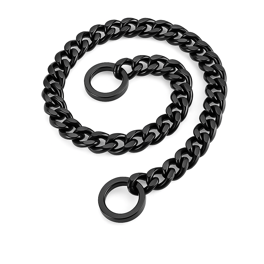 Black Strong Stainless Steel Cuban Link Chain Collar