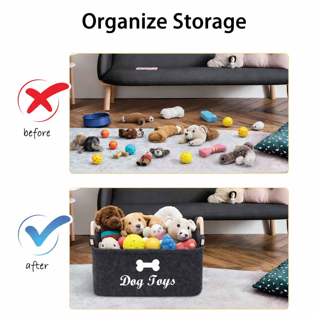 Premium Felt Pet Toy Storage Basket