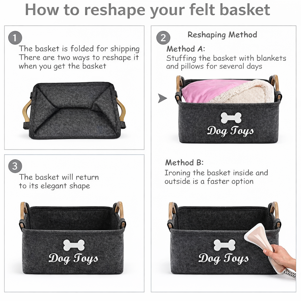 Premium Felt Pet Toy Storage Basket
