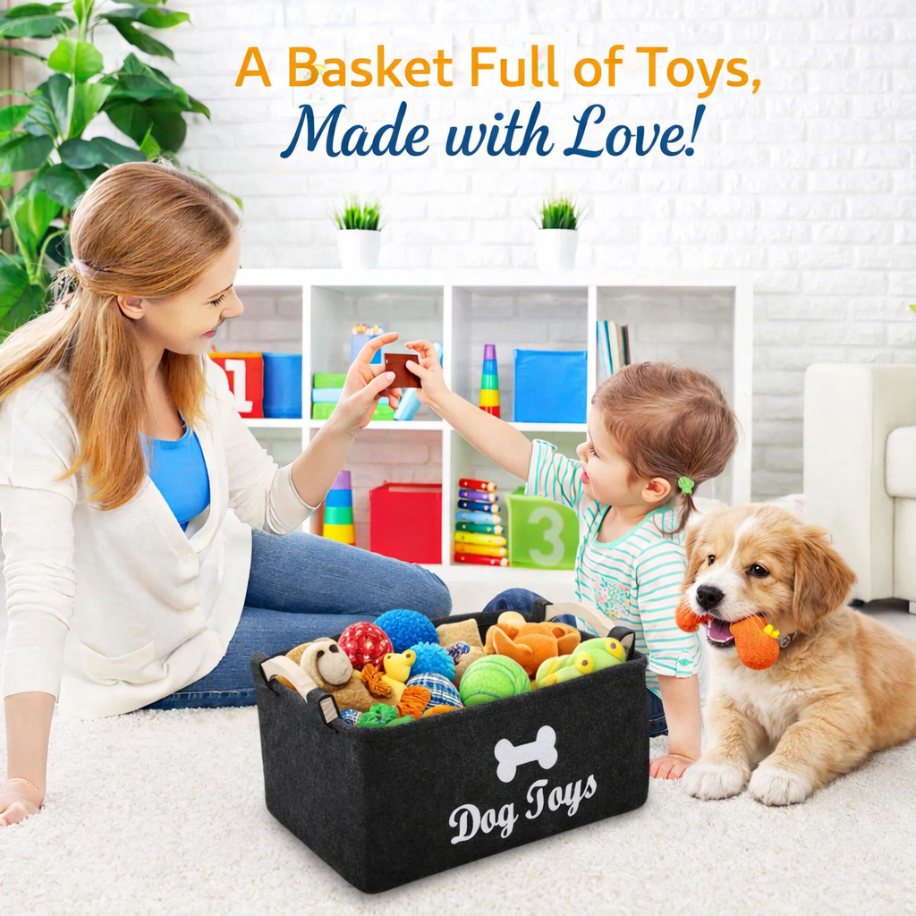 Premium Felt Pet Toy Storage Basket